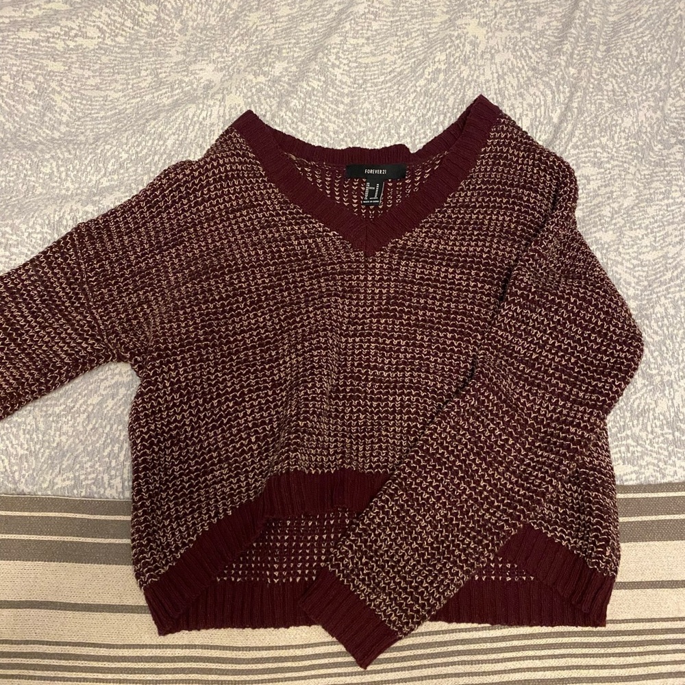 Burgundy V-Neck Sweater